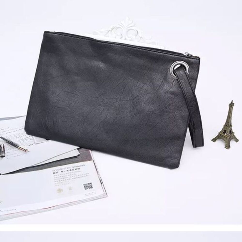 Black Faux Leather wristlet